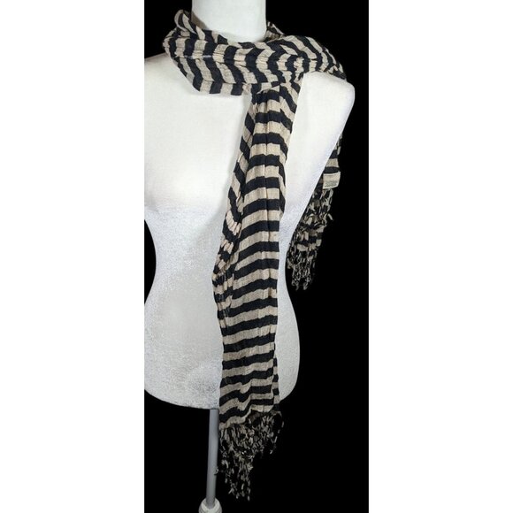 BDG Gothic Punk Black And White Striped Scarf - Picture 1 of 10